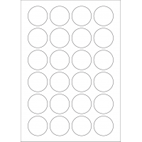 40595 - Label Size 41mm dia - 24 label(s) per sheet